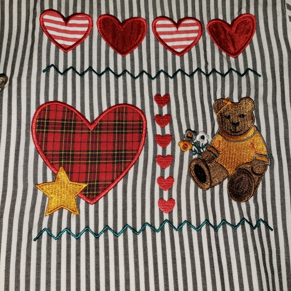 Vintage Karen Scott shirt w/ hearts & teddy bears. Stripes and stars y2k - Picture 5 of 7